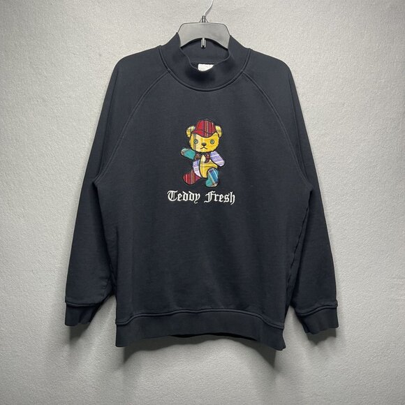 Teddy Fresh Other - Teddy Fresh Black Crewneck Sweatshirt With Embroidered Patchwork Bear Design XL